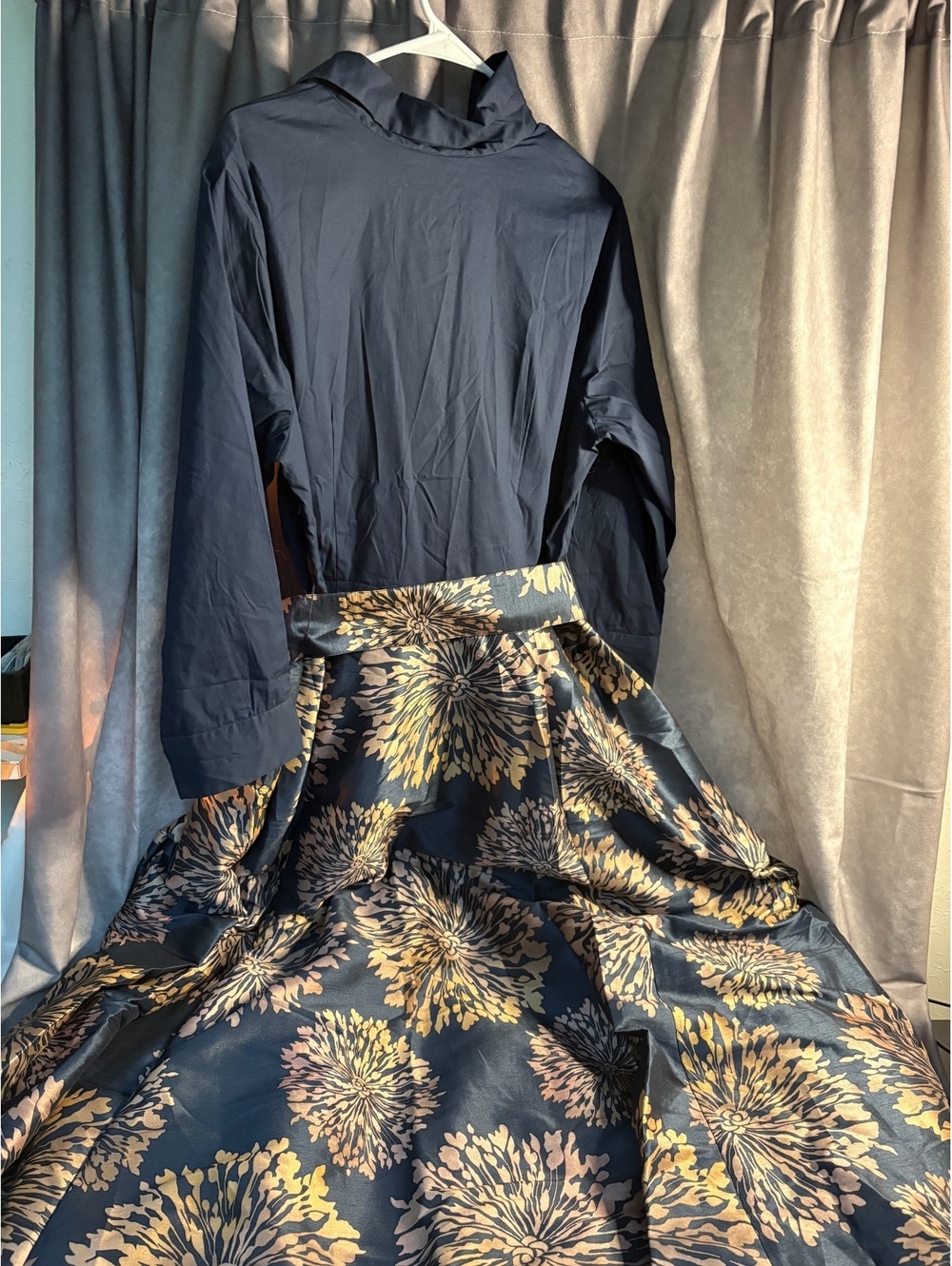 eShakti Wayward Fancies Floral Print Dupioni Cotton Poplin Maxi Shirtdress XL 18 - Picture 8 of 8